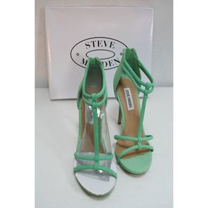 Steve Madden Mila Mint Green women 7.5  Strappy Heels Sandals Shoes NIB Spring